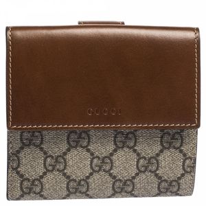 Gucci Beige/Tan GG Supreme Coated Canvas and Leather French Flap Wallet